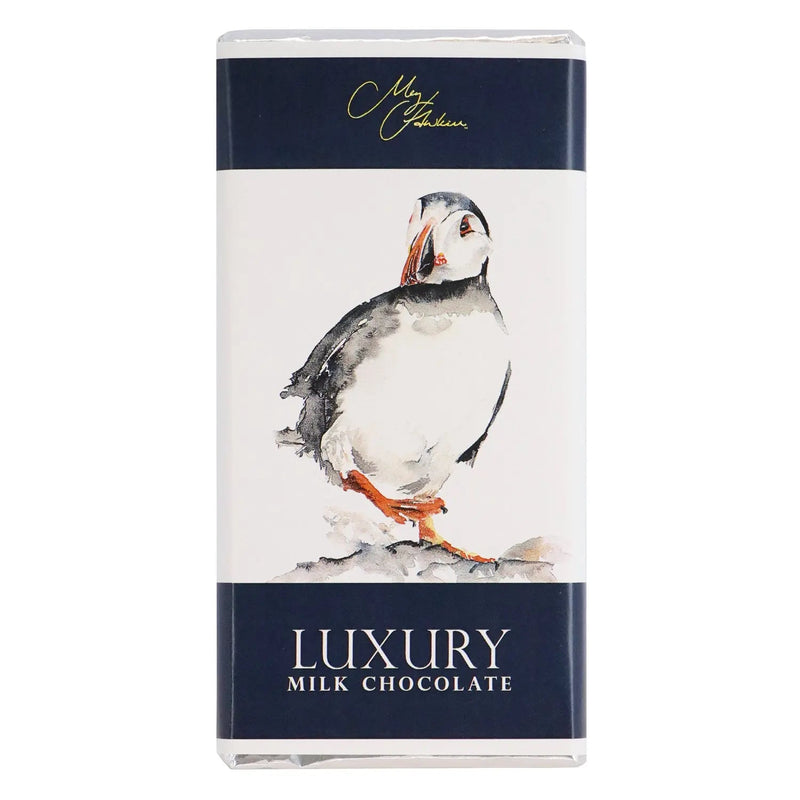 Meg Hawkins Puffin design milk chocolate bar