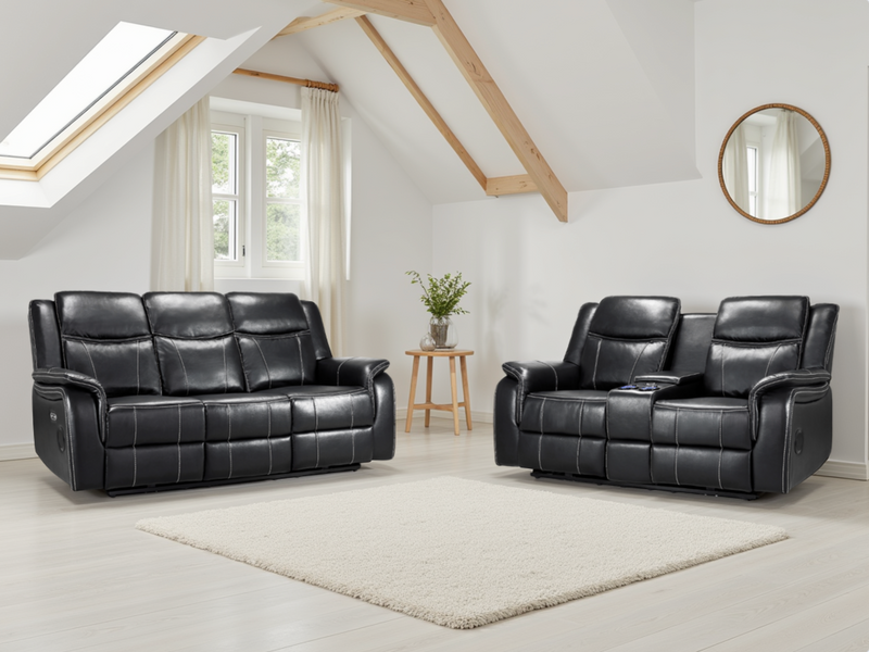 Galaxy Tech Smart Electric Recliner Sofa:  Leatheraire 3+2 Set
