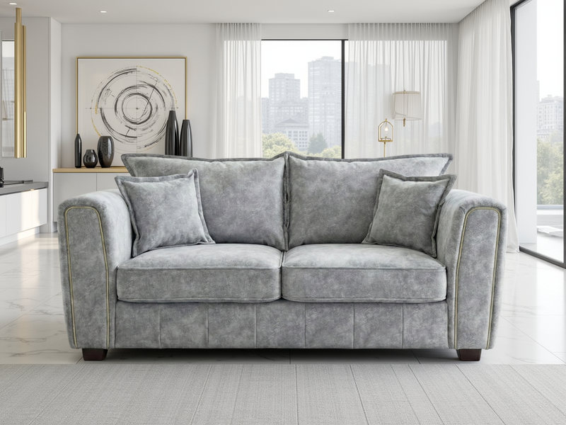 Serena 2 Seater Sofa: Modern Quilted Design, Chic Metal Trim Accents