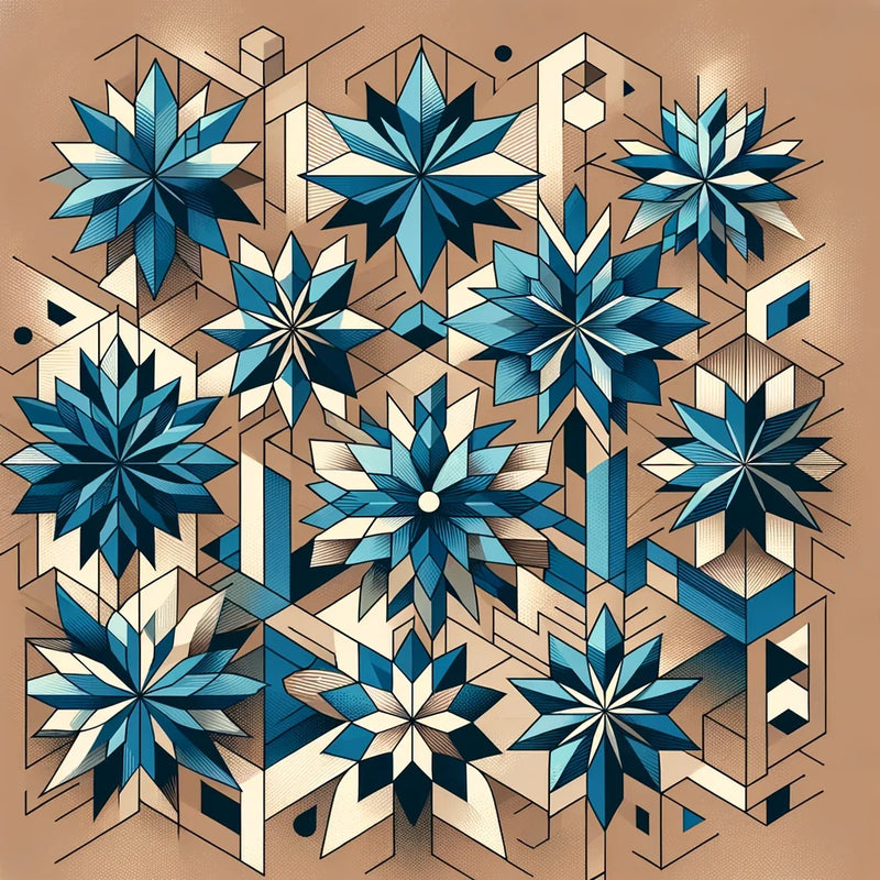 Geometric Blue Blossoms Canvas