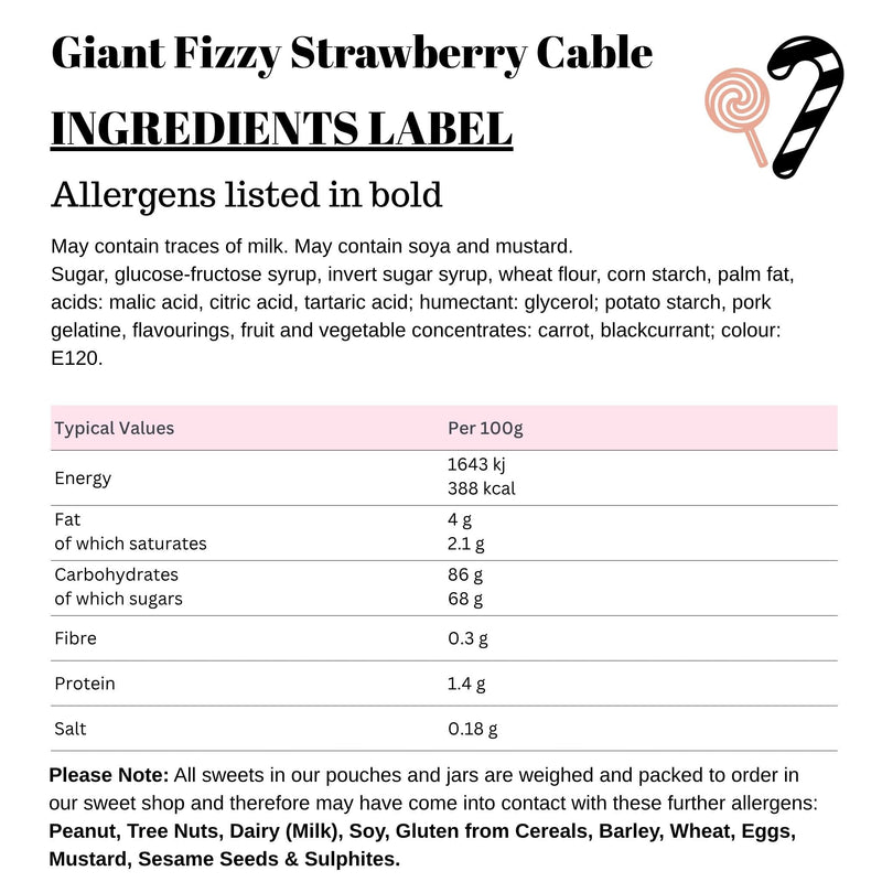 Giant Fizzy Strawberry Cable