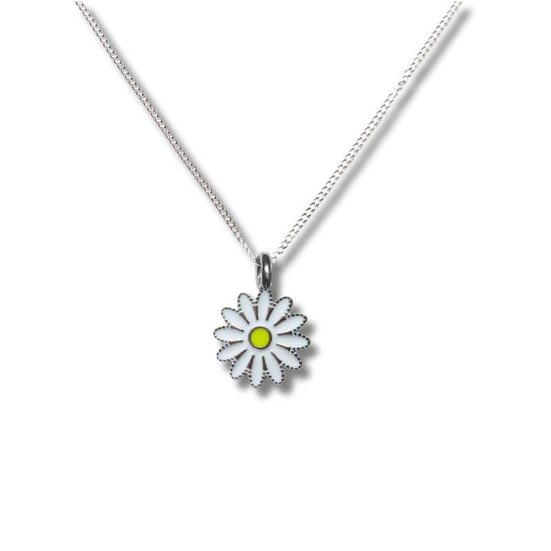 Girls White Daisy Charm Necklace