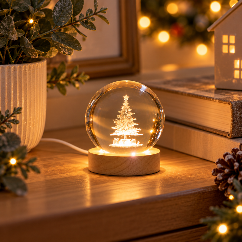 3D Christmas Tree Crystal Ball Light