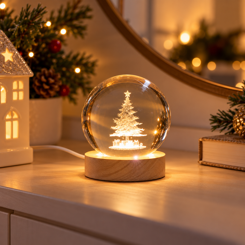 3D Christmas Tree Crystal Ball Light