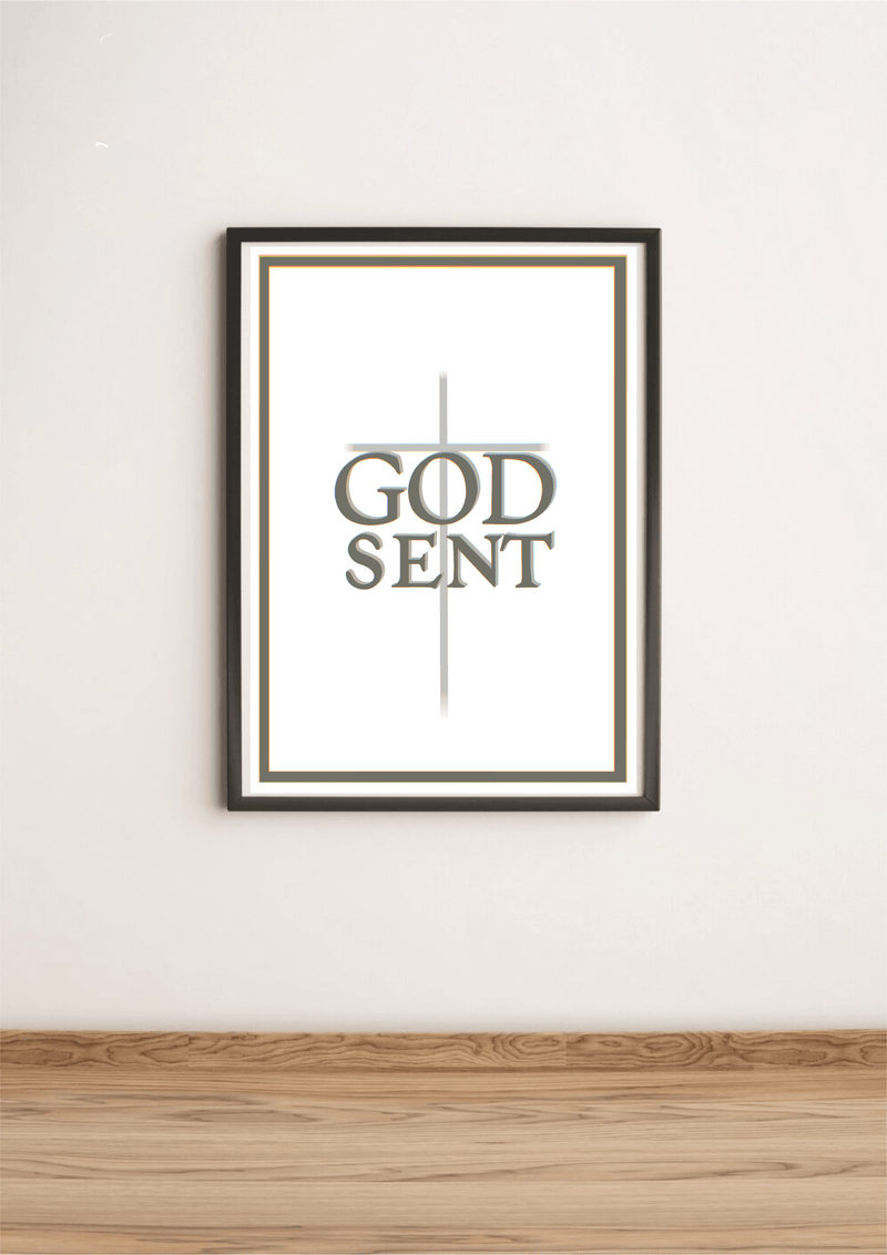 GODSENT Faith-Inspired Art Print – Divine Cross Wall Decor