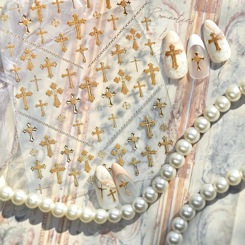 Hello Claws | Gold Cross Nail Deco Sticker