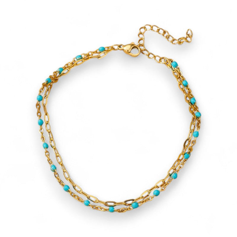 Coral Paperclip Anklet