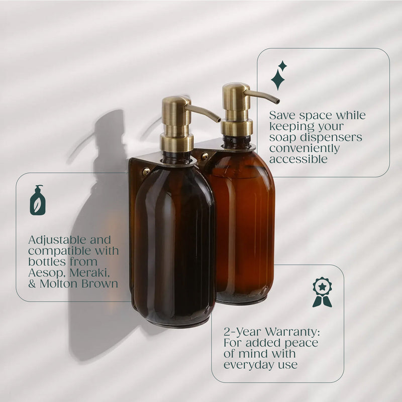 Gold Double Soap Bottle Holder