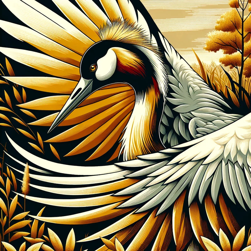 Golden Crane Elegance Canvas