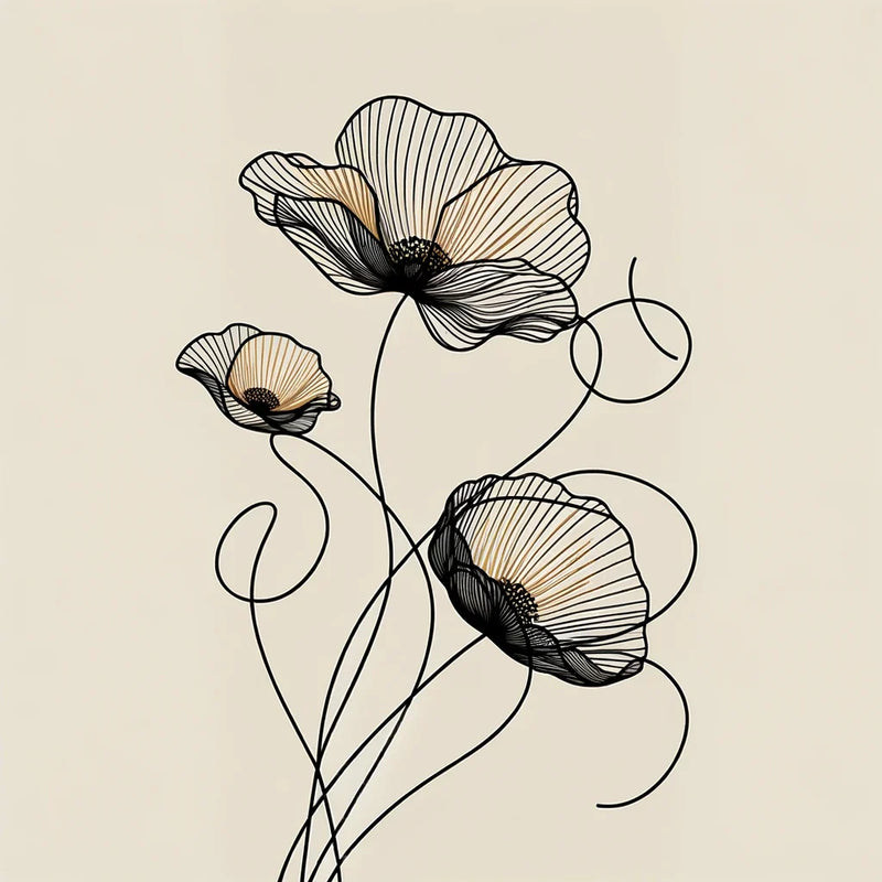 Golden Noir Poppies Canvas