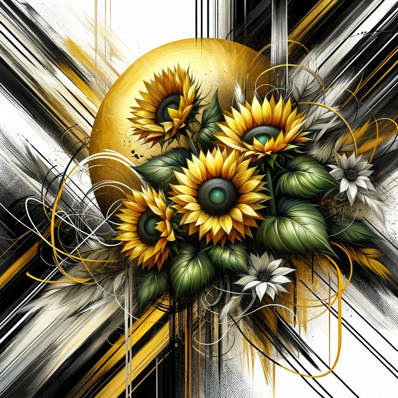 Golden Sunflower Abstract Canvas