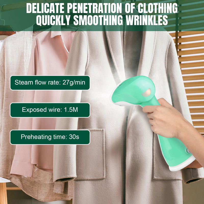 Portable Garment Steamer - Fast Heat-Up Handheld Fabric Steaming Iron