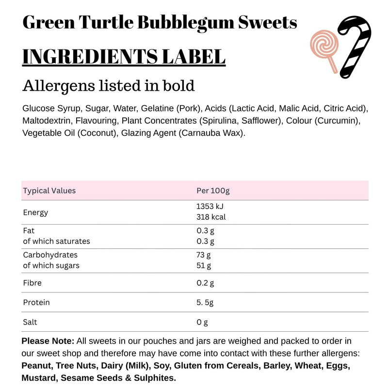 Green Turtle Bubblegum Sweets