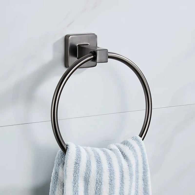 Grey Bathroom Accessories Set Robe Hook Towel Rail Toilet Roll Holder Accessory