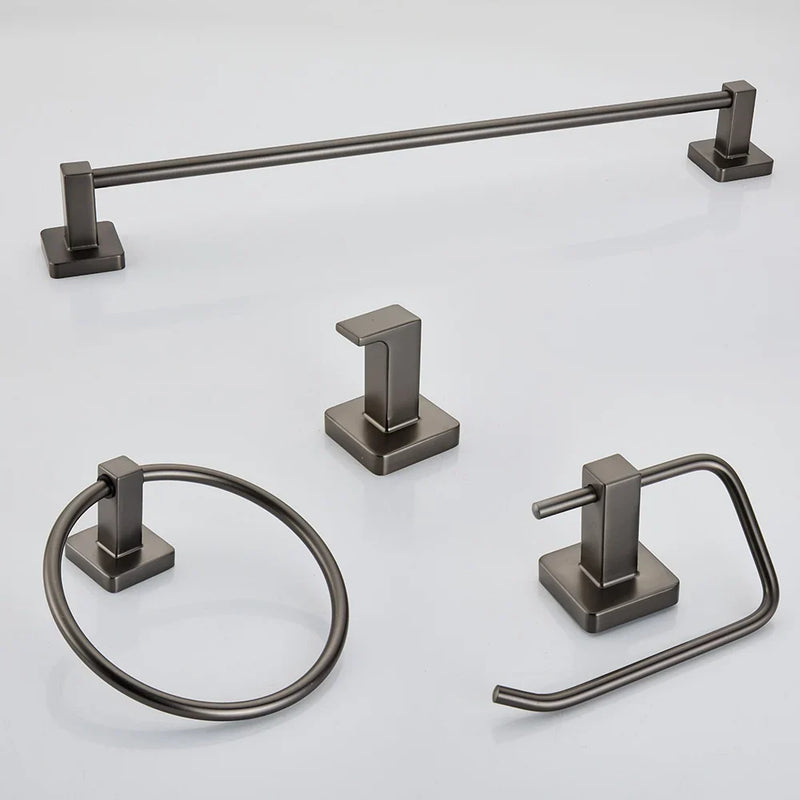 Grey Bathroom Accessories Set Robe Hook Towel Rail Toilet Roll Holder Accessory