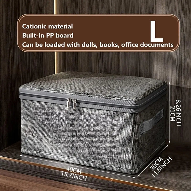 Grey Foldable Zip Storage Box – Portable Organiser Collapsible Clothes Container