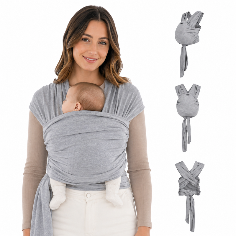 Organic Baby Wrap Carrier - Grey Melange-Clearance