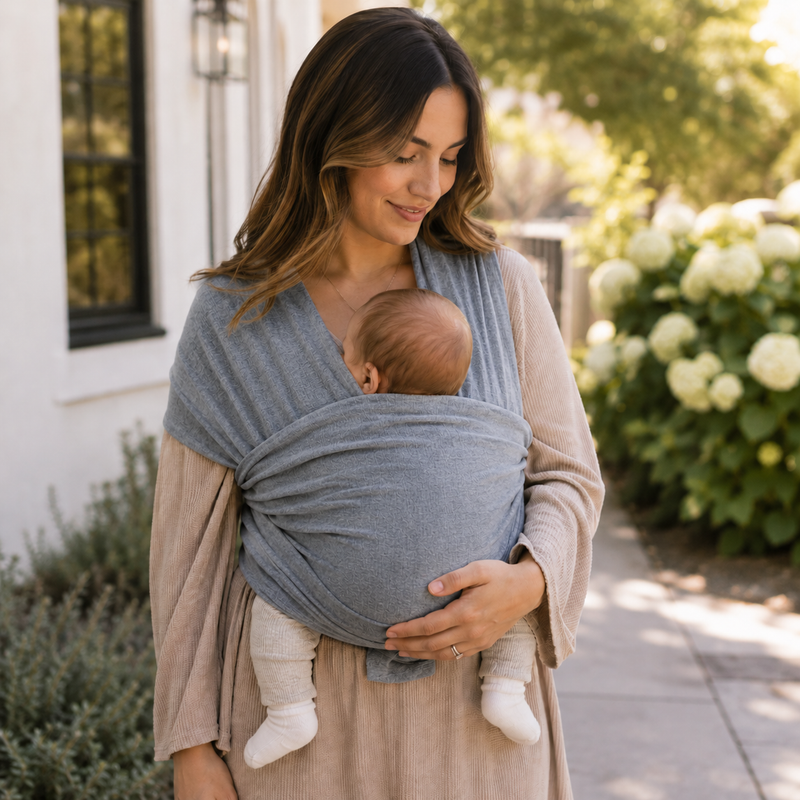 Organic Baby Wrap Carrier - Grey Melange-Clearance
