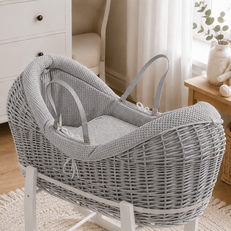 Wicker Deluxe Pod Baby Moses Basket With Stand