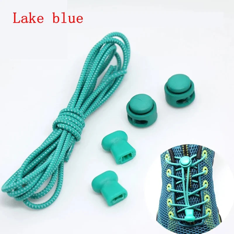 1 Pair 22 Colors Elastic Shoelaces Round Locking No Tie Shoe Laces Kids Adult Quick Lazy Laces Rubber Sneakers Shoelace T1