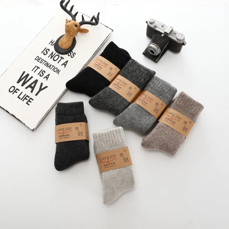 Super Warm Funny Happy Male Men Thicker Solid Socks Merino Wool Rabbit Socks Snow Winter Socks calceta hombre skarpety meskie