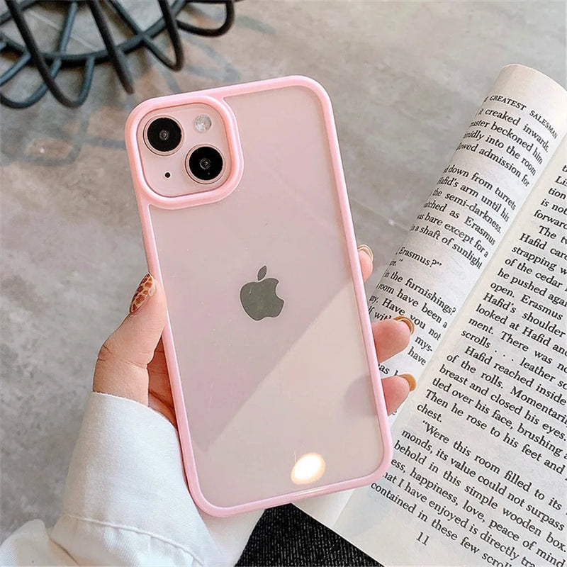 Candy Shockproof Silicone Bumper Phone Case For iPhone 16 15 14 11 12 13 Pro Max XS XR 8 7Plus Transparent Protection Back Cover