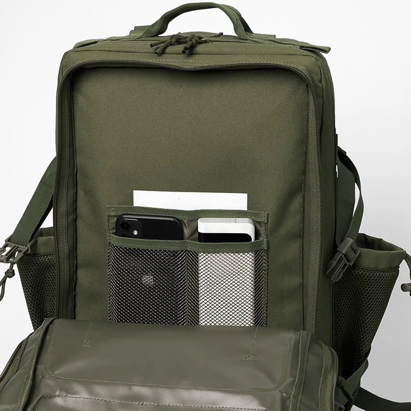 QT&QY 50L Tactical Backpack survival Bag Hunting MOLLE Backpack GYM For Men EDC Outdoor Hiking Rucksack Witch Bottle Holder