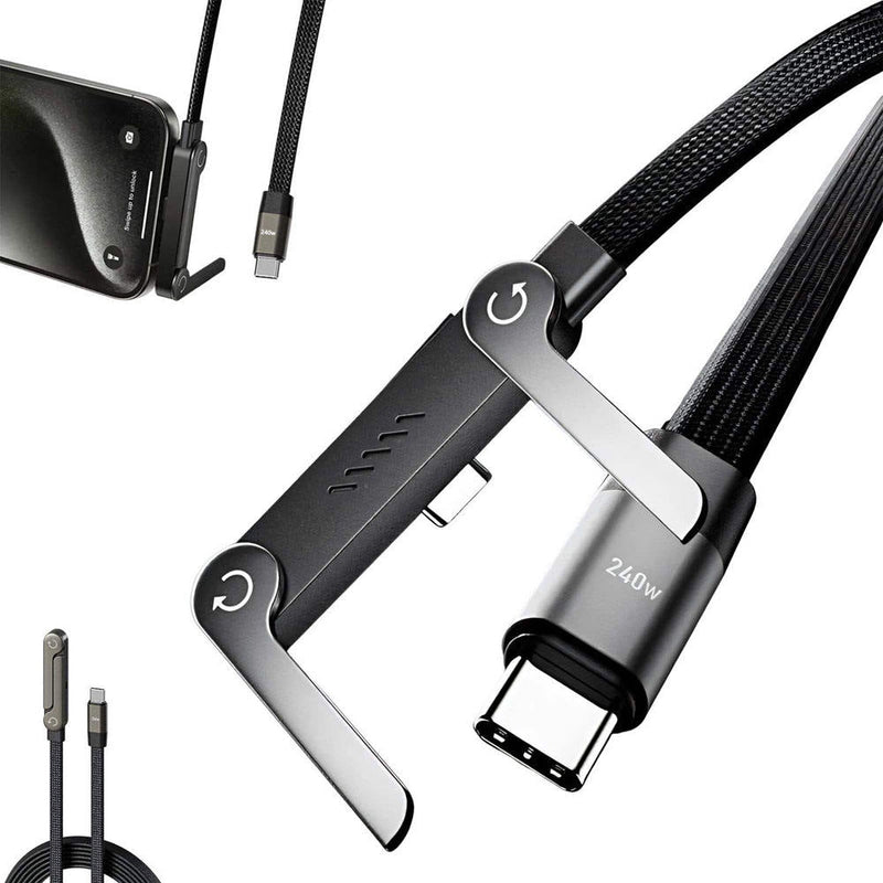 240W Foldable Phone Stand USB-C Super Fast Charging Cable