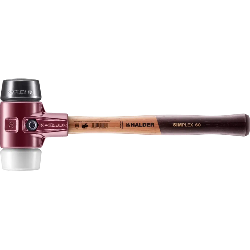 Halder Simplex soft-face mallet, cast iron housing - Rubber Composition / Superplastic