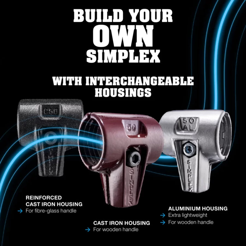 Halder Simplex soft-face mallet, cast iron housing - Rubber Composition / Superplastic