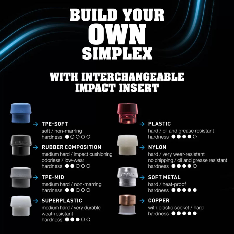 Halder Simplex soft-face mallet, cast iron housing - Rubber Composition / Superplastic