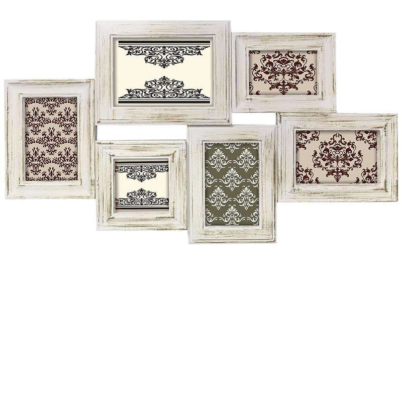 Cream Distressed Multi Aperture Photo Frame – Collage Frame for 6 Photos (7x5, 6x4 & 4x4 Inch)