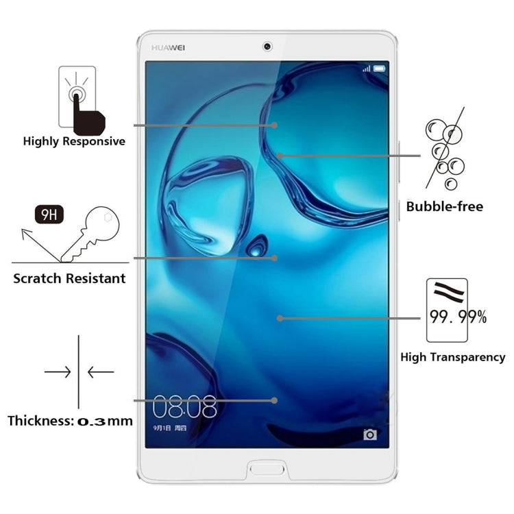 For Huawei MediaPad M3 8.4 inch 0.3mm 9H Surface Hardness Explosion-proof Tempered Glass Film, For MediaPad M3 8.4 inch