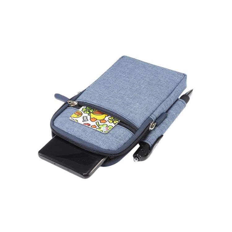Single checked denim Multi-functional Universal Mobile Phone Waist Pack Case for 6.3 Inch or Below Smartphones