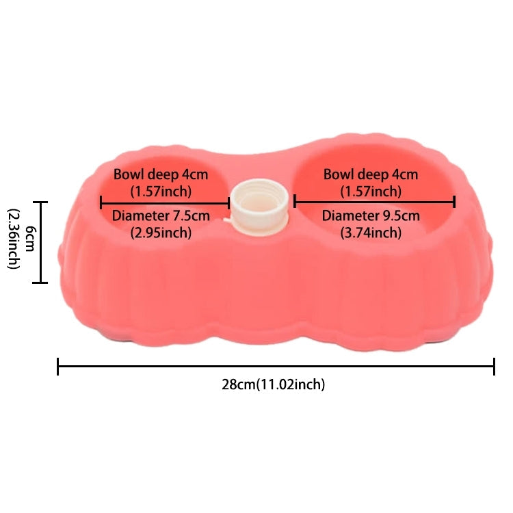 Pumpkin Shape Dog Cat Food Dish + Drinking Water Double Bowls with Automatic Water Dispenser, Size: S, Size: S  Green, Size: S  Magenta