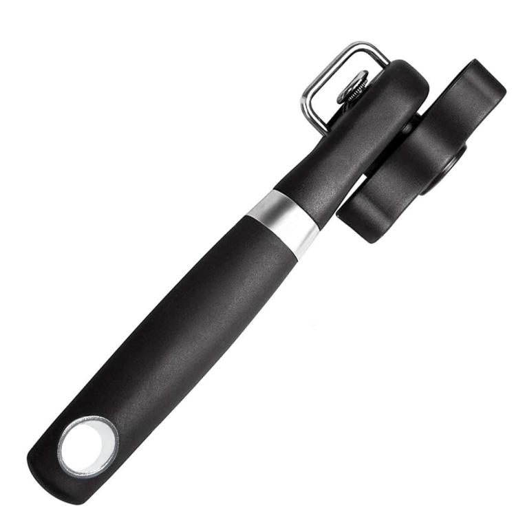 Single Handle Professional Ergonomic Manual Side Cut Can Opener Bottle Opener (Black), Single Handle