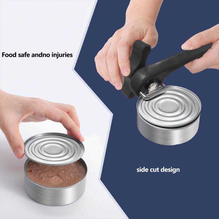 Single Handle Professional Ergonomic Manual Side Cut Can Opener Bottle Opener (Black), Single Handle