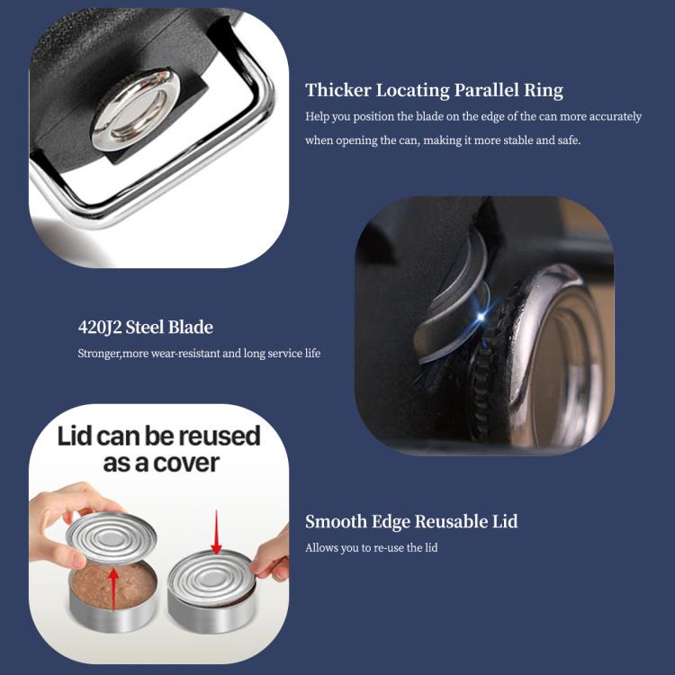 Single Handle Professional Ergonomic Manual Side Cut Can Opener Bottle Opener (Black), Single Handle