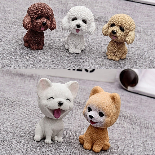 Shaking Head Dog Car Ornaments Resins Lovely Cartoon Dog New Year Gifts with Double-sided Adhesive Tape, Bulldog Cartoon Dog, Husky Dog Cartoon Dog, Corgi Dog Cartoon Dog, White Teddy Cartoon Dog, Brown Teddy Cartoon Dog, Yellow Teddy Cartoon Dog...