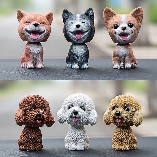 Shaking Head Dog Car Ornaments Resins Lovely Cartoon Dog New Year Gifts with Double-sided Adhesive Tape, Bulldog Cartoon Dog, Husky Dog Cartoon Dog, Corgi Dog Cartoon Dog, White Teddy Cartoon Dog, Brown Teddy Cartoon Dog, Yellow Teddy Cartoon Dog...