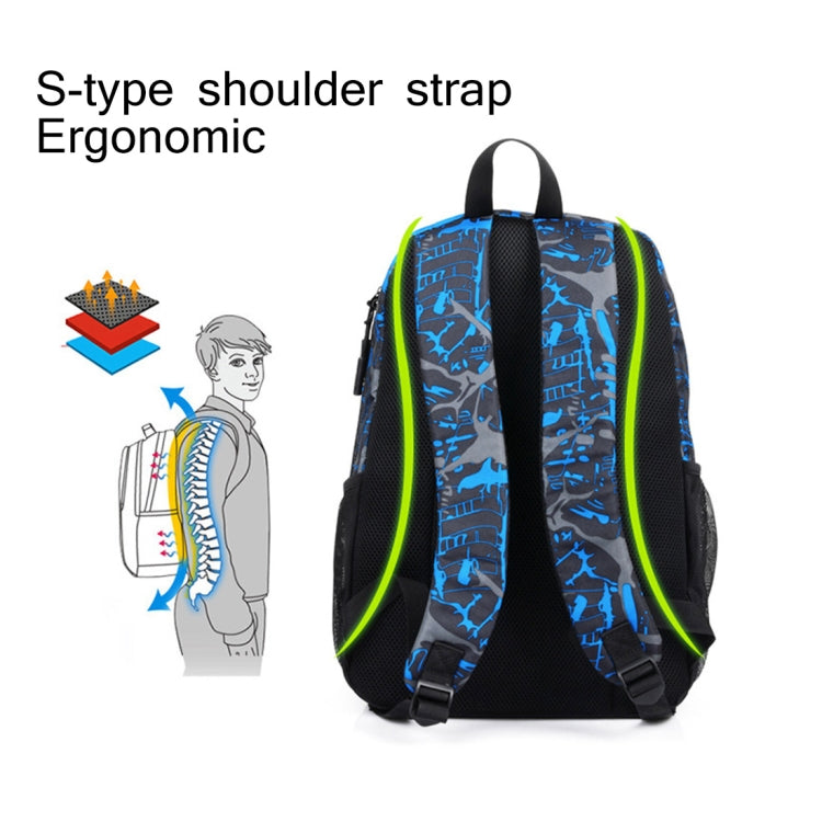 Multi-Function Large Capacity Oxford Cloth Backpack Casual Laptop Computer Bag with External USB Charging Interface & Shoulder Bag & Pen Bag for Men / Women / Student, Size: 45*30*15cm, Blue and Grey Graffiti