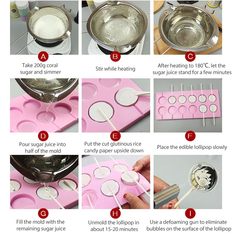 12-Capacity DIY Silicone Chocolate Molds(Lollipop Shape), Cow Shape, Lollipop Shape