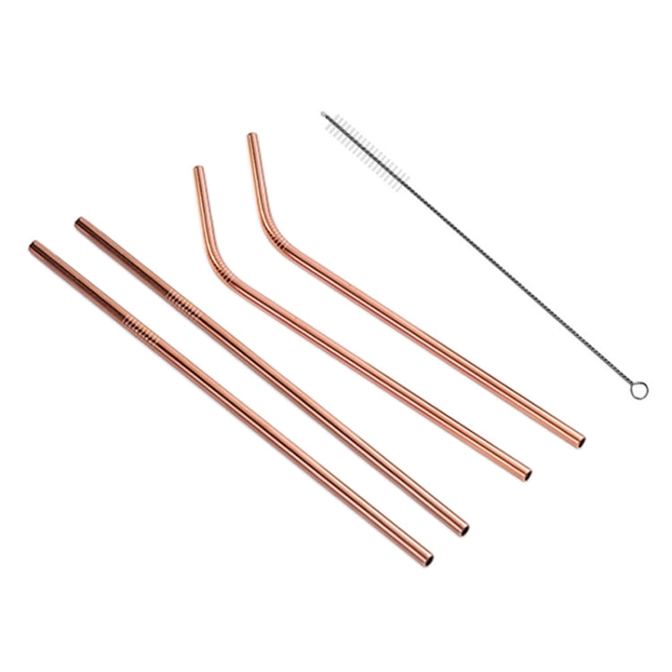 4pcs Reusable Stainless Steel Drinking Straw + Cleaner Brush Set Kit,  266*6mm, 266*6mm (Combination)