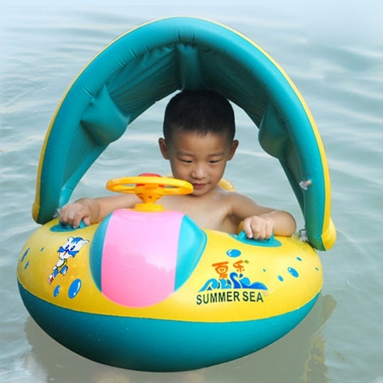Inflatable Swimming Safety Seat Sunshade Boat Ring for Baby Children, Inflated Size: 72cm x 65cm x 58cm, Seat Boat