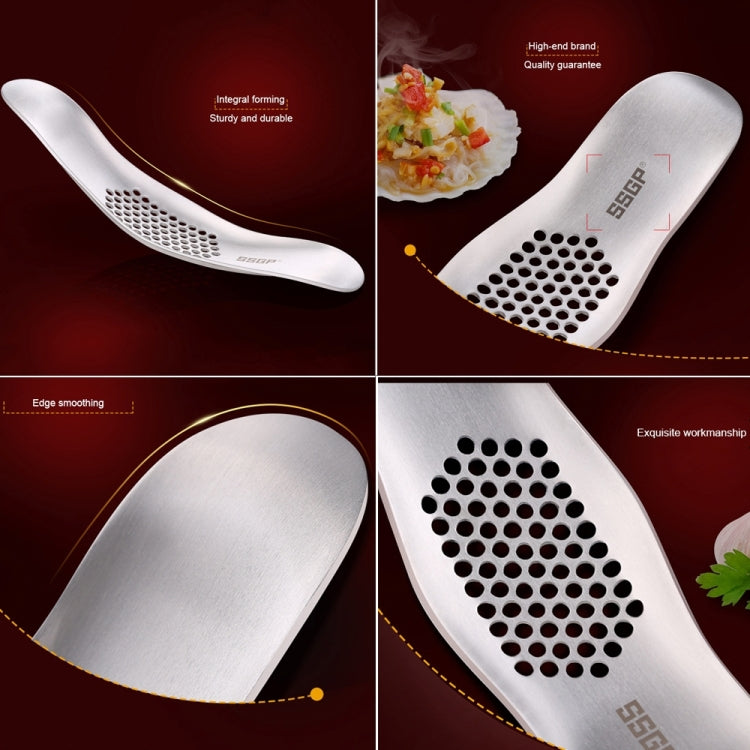 SSGP Kitchen Tool Manual 304 Stainless Steel Brushed Texture Garlic Presser, 304 Stainless Steel Garlic Crusher