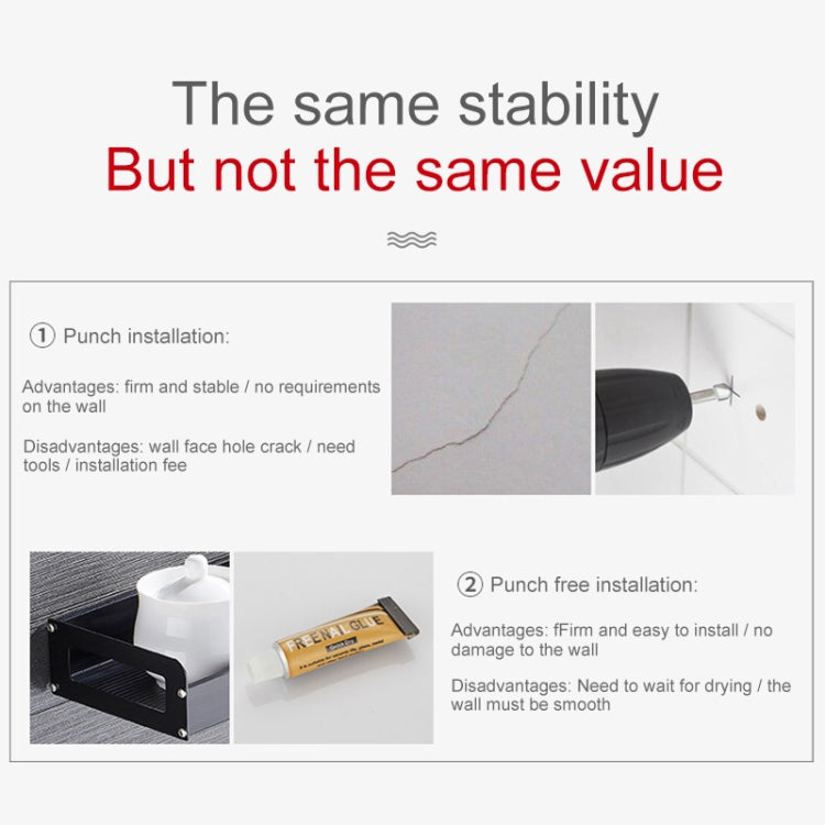 60cm 10 Hooks Kitchen Multi-function Wall Hanging Holder Seasoning Storage Rack, 60cm 10 Hooks(Black)