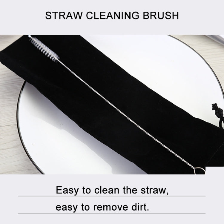 8pcs Reusable Silicone Tips Stainless Steel Drinking Straws + 2pcs Cleaner Brushes Set Kit with Cashmere Bag,  215*6mm, 215*6mm