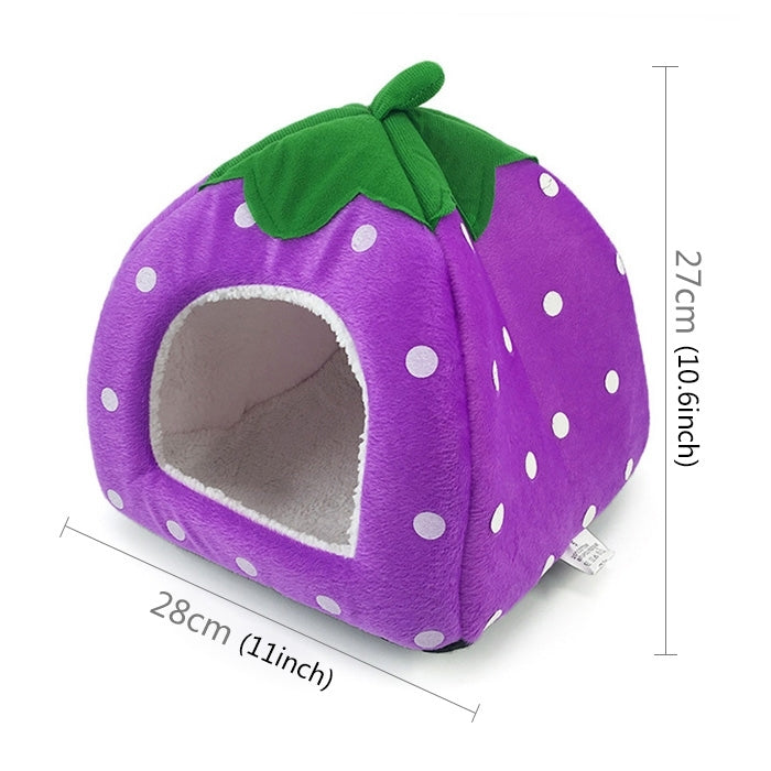 Strawberry Shaped Foldable Short Plush Pet House Nest, Size: S, Red, Size S, Pink, Size S, Blue, Size S, Purple, Size S