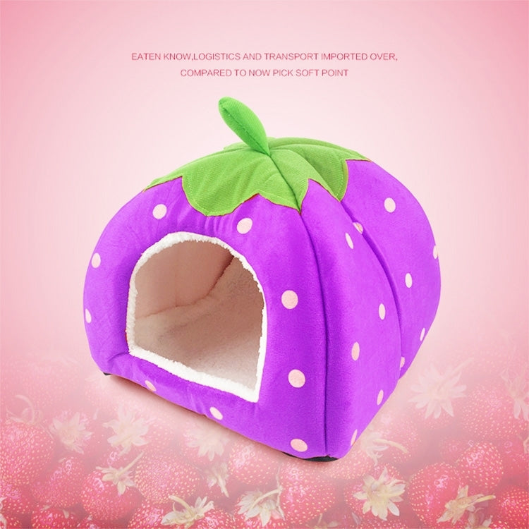 Strawberry Shaped Foldable Short Plush Pet House Nest, Size: S, Red, Size S, Pink, Size S, Blue, Size S, Purple, Size S