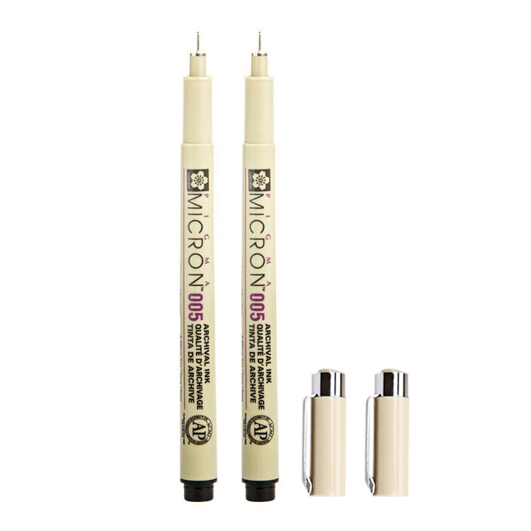 2 PCS Archival Pigment Ink Drawing Fineliner Pens Nib Manga Micron Pen, 0.3mm, 0.35mm, 0.45mm, 0.5mm, 0.25mm